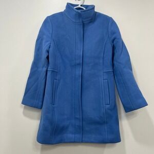 Talbots‎ Womens Coat 8 Blue Wool Zip Italy NWT $299 Mock Neck Outerwear Jacket